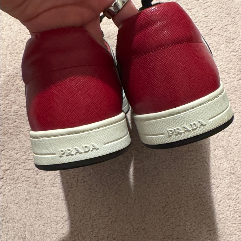 Prada Black Sneakers with Red and White Trim - Picture 6 of 9